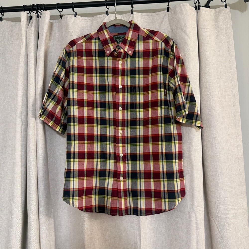 Woolrich Men's Madras Plaid 100% Cotton Button Down Shirt